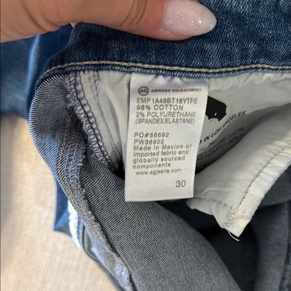 AG Blue Denim Jeans Distressed Mari Crop Slim Straight size 30 - Picture 11 of 11